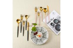 China Kitchen Matte Gold Silverware Set With Black Handle supplier