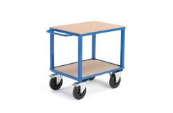China Two Tier 500kg Warehouse Shelf Trolley Metal Utility Cart With Four Wheels supplier