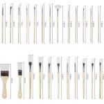 24 Pieces Art Brushes Set Wooden Handles Paint Brushes With Canvas Brush Case
