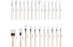 China 24 Pieces Art Brushes Set Wooden Handles Paint Brushes With Canvas Brush Case supplier