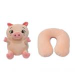 Warmness 0.2M 7.87 INCH Piggy Plush Toy Animal Neck Pillows For Adults Rohs for sale