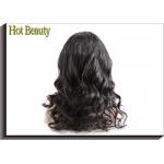 Virgin Human Hair Front Lace Wigs Loose With Baby Hair Around , Elastic