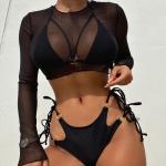 Women's black color Swimming Pool Wear for Occasions for swimming nylon fabric pure color in stock for sale