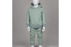 China Green Plain Pullover Sweatshirt 300gsm Classic Sweat Pants Set With Fleece Fabric supplier