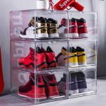 Household Acrylic Drop Front Shoe Box Transparent Stackable for sale