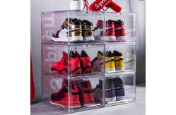 China Household Acrylic Drop Front Shoe Box Transparent Stackable supplier