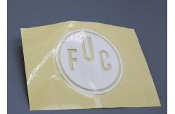 China Custom Clothing Silicone Heat Transfer Labels With White Cut Out Logo supplier