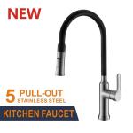 1.5MPa 35mm Ceramic Cartridge High Arc Pull Out Spray Spring Kitchen Tap Faucet for sale