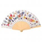 Customized Big Folding Bamboo Hand Fan Fabric Logo Black Hand Held Fan Personalized Hand Fan for sale