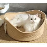 Anti Anxiety Indoor Rattan Cat Bed Round Soft Litter Mat Cushion For Pets Sharpen Claws for sale