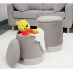 Modern Space Saving Metal Tin Cans With Fabric Storage Round Ottoman