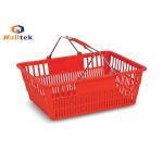 Plastic Supermarket Shopping Basket Flexible Handheld With Steel Handle for sale