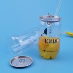 Clear Transparent 0.35L PET Alu Lid Plastic Beer Can