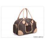  				Design Classic Dog Handbag Grid PU Quality Leather Pet Carriers 	        