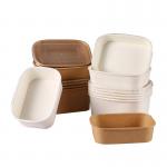 Serving Disposable Kraft Paper Bowls , Microwavable Takeout Rectangular Paper Bowl for sale