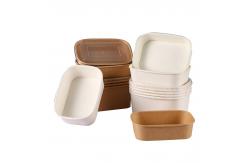 China Serving Disposable Kraft Paper Bowls , Microwavable Takeout Rectangular Paper Bowl supplier