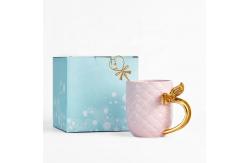 China Coffee Mug With Gold Handle Rough Clay Coffee Mug White Ceramic Mug Tazas supplier