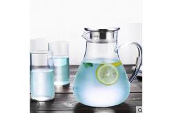 China Clear Tempered Glass Water Pitcher Iced Tea Carafe With Stainless Steel Lid supplier