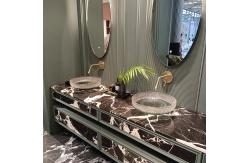 China Smooth Finish Glass Vessel Basins With Center Drain Location supplier