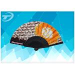 Painted Wooden Hand Fans 23cm  With Varnished Wooden Ribs And Fabric for sale