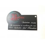 Bank Entrance Visitor Metal Tag Laser Cut Printed Glossy UV Black for sale