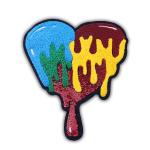 Iron On Back Glitter Chenille Embroidery Patch Heart Shape Embroidered Cloth Patches for sale