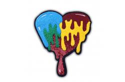 China Iron On Back Glitter Chenille Embroidery Patch Heart Shape Embroidered Cloth Patches supplier