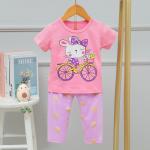 Cycling Rabbit Soft Touch Pyjama Set Short Sleeved Animal Print Loungewear for sale