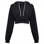Long Sleeve  Cropped Cotton Drawstring Crop Top Hoodie Pullover