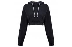 China Long Sleeve  Cropped Cotton Drawstring Crop Top Hoodie Pullover supplier