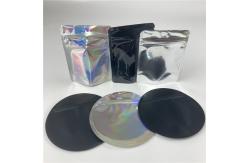 China 3.5g Hologram Shaped Round Mylar Bags Custom Printed Circle Zipper Packaging supplier