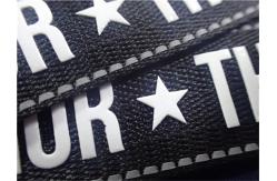 China Customized Shiny Silicone Woven Clothing Labels, Printing Logo On Tape For Cloth supplier