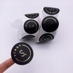 Black Round Matte Black Paper Sticker Labels With Gold Logo