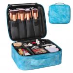 Zipper Closure PU Leather Makeup Bag With Adjustable Dividers for sale