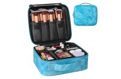 China Zipper Closure PU Leather Makeup Bag With Adjustable Dividers supplier