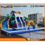 0.55 MM PVC Tarpaulin Mega Inflatable Slides With Pool For Water Park Party for sale