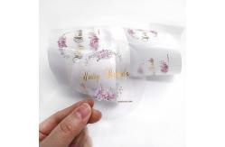 China Transparent Waterproof Round Label Stickers Printing With Silver Golden Foil Text supplier