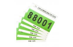 China Durable Neon Printed Race Numbers , Rectangular Reflective Marathon Running Bib supplier
