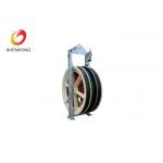 Electric Cable Pulley Roller Stringing Block Galvanized Steel Frame Three Nylon Wheels for sale