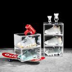 Stackable Drop Front Clear Plastic Shoe Container Clear Transparent for sale