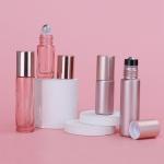 10ml Glass Cosmetic Containers Ampty Pink Essential Oil Glass Roller Bottle for sale
