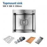 Topmount Stainless Steel Kitchen Sink Handmade Single Bowl 18 Gauge 50x50 for sale