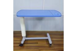 China ABS Panel Medical Overbed Table Gas Spring Lift Mobile Hospital Bed Table supplier