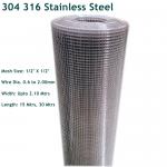 Stainless Steel 304 316 Grade Welded Wire Mesh 12x12mm Hole Mesh 1/2X1/2 for sale