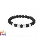 22g Etching Words Available Volcanic Stone Bead Bangle for sale