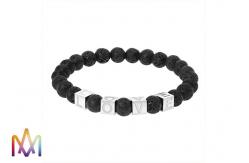 China 22g Etching Words Available Volcanic Stone Bead Bangle supplier
