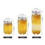 8 Oz 250ml Plastic Containers PET Jar Milk Tea Plastic Can With Lids for sale