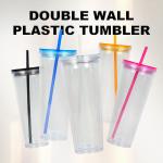 Double Wall Acrylic  Sublimation Glass Snow Globe Tumbler 24oz
