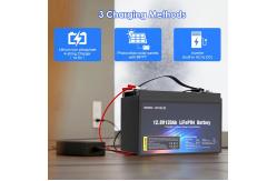 China Waterproof Mobile rV LiFePO4 Lithium Ion Camper Battery 12.8V Bluetooth BMS supplier