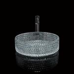 395mm Round Glass Wash Basin Hand Wash 45mm Dia No Hole For Hotel Bathroom for sale
